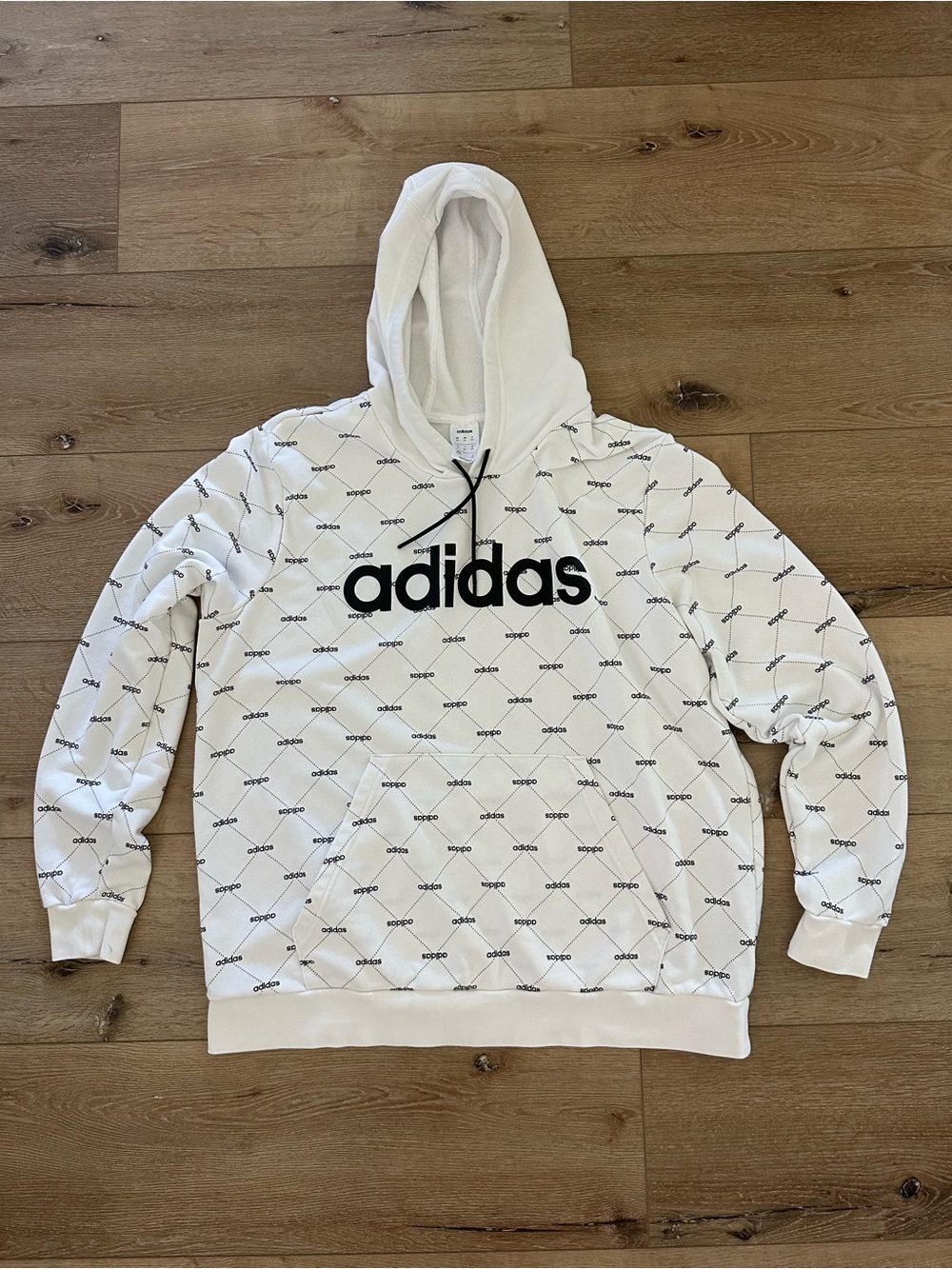 Discontinued adidas Core Favorites All-Over Logo Hoodie 2XL
